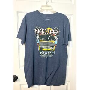 Nickelback Men's Blue Graphic T-Shirt GET ROLLIN' Tour Band Concert 2023 Large